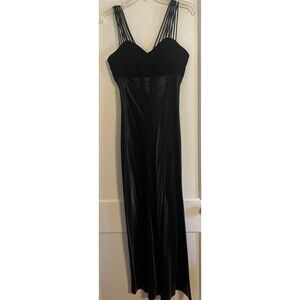 All That Jazz Dress Womens 11/12 Black Velvet Satin Maxi Formal Zip Y2K 90’s